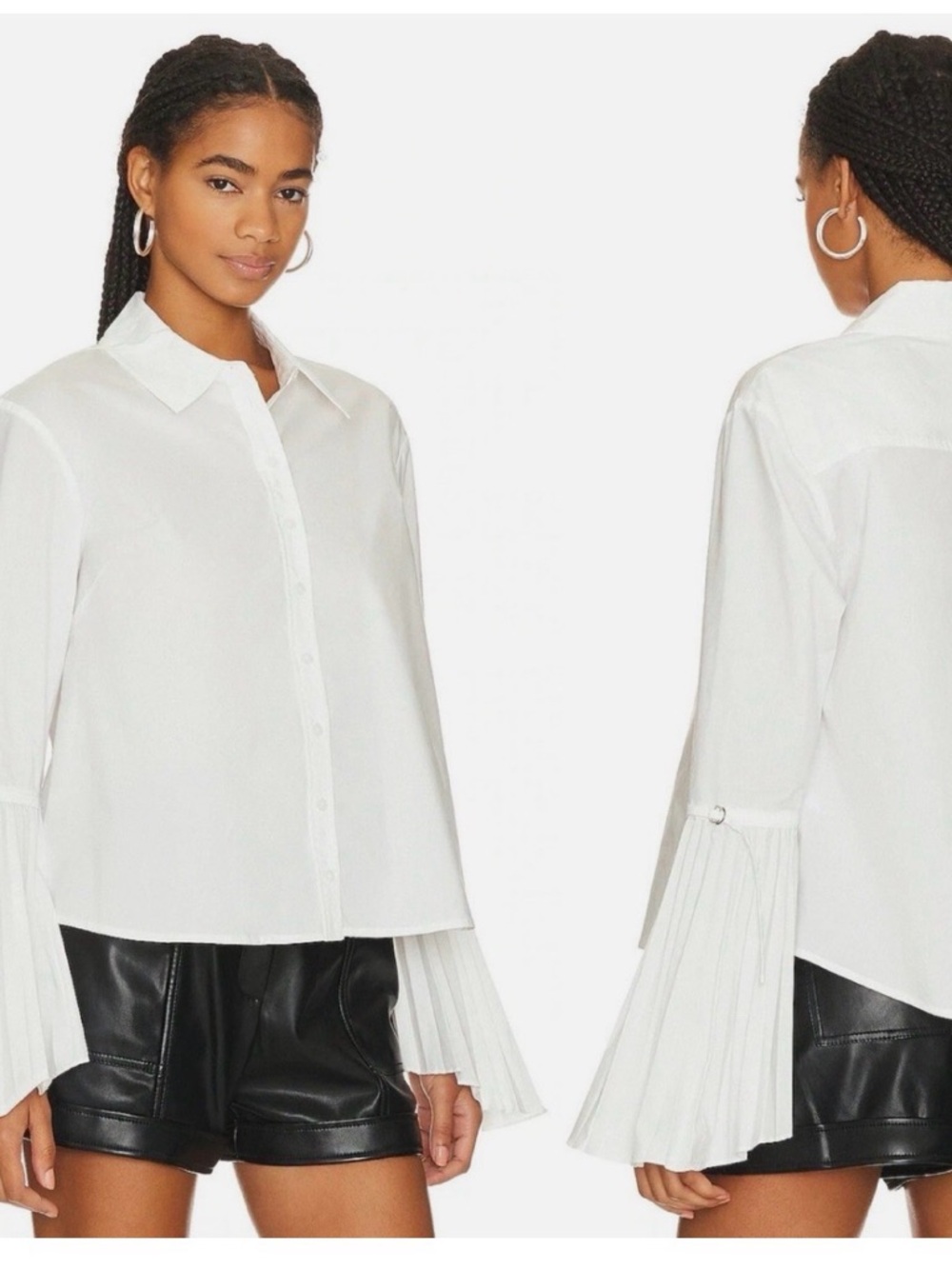 Simkhai Women's White Button-Down Shirt with Flared Sleeves
